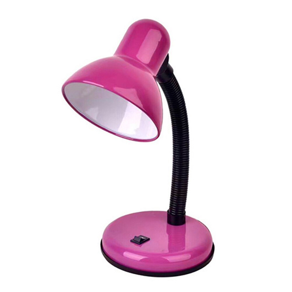 Lámpara de escritorio Led para el cuidado de los ojos E27 lámpara de mesa para lectura de dormitorio para estudio de biblioteca con cuello Flexible de salón luz nocturna con interruptor de luz Led: Rosa