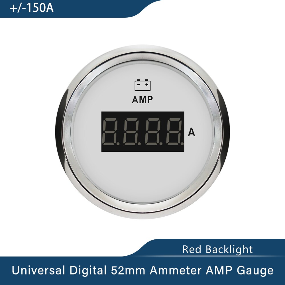 Universale impermeabile 52mm 2 &quot;amperometro amp misura +/-80A/+/-150A con sensore di corrente con retroilluminazione rossa 12V 24V per barca camion auto: digitale 150A WS