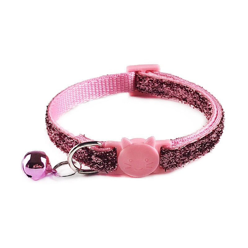 Glitter Quickly Release Yorkie Dog Collar For Small Dogs Pet Collar Cute Adjustable Nylon Ribbon Collar With Bell Cute Sequin