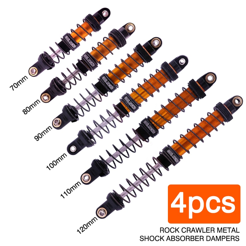 4PCS RC Rock Crawler Metal Shock Absorbers - 70-120mm - for AXIAL SCX10 D90 CC01 TRX-4 Trucks