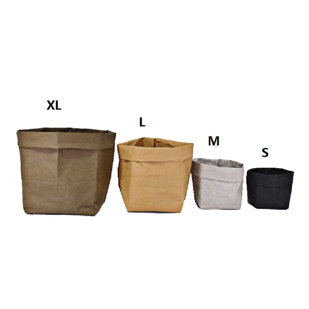 Washable Kraft Paper Refrigerator Storage Bag Desktop Organizer Office Kitchen Wardrobe Stationery Storage Pot Cover Storage Bag