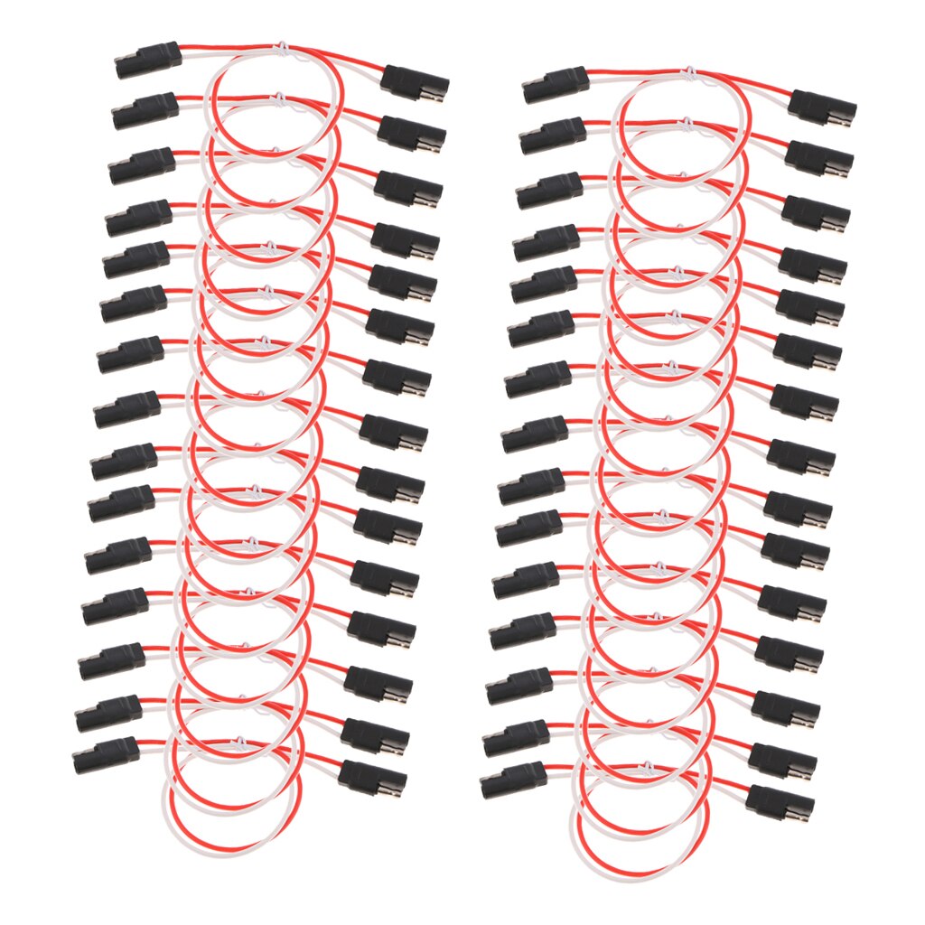30x Quick Disconnect Polarized 13" 2-Pin SAE Wire Flat Plug 12V