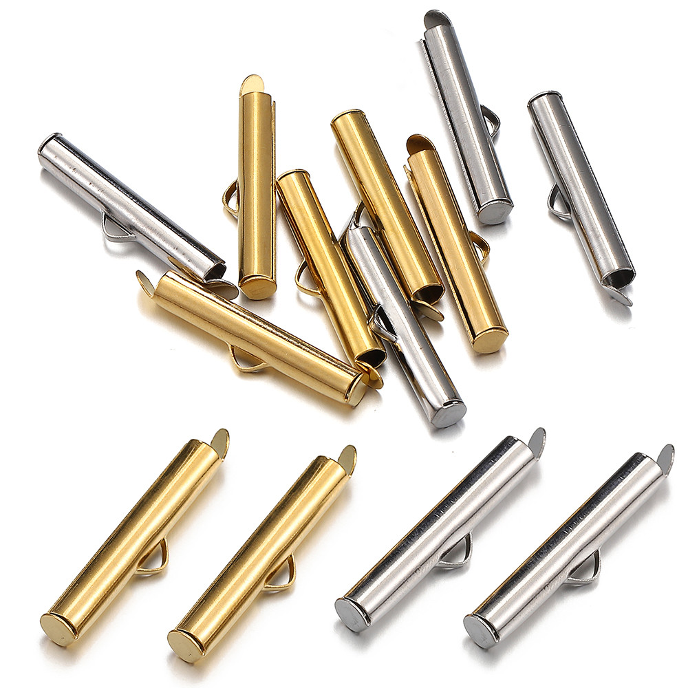 20 piezas de tubos deslizantes de acero inoxidable de 6-40mm, tapas de extremo deslizante, tubo de engarzado para cuentas de semillas, cinta de sujeción, fabricación de joyería DIY