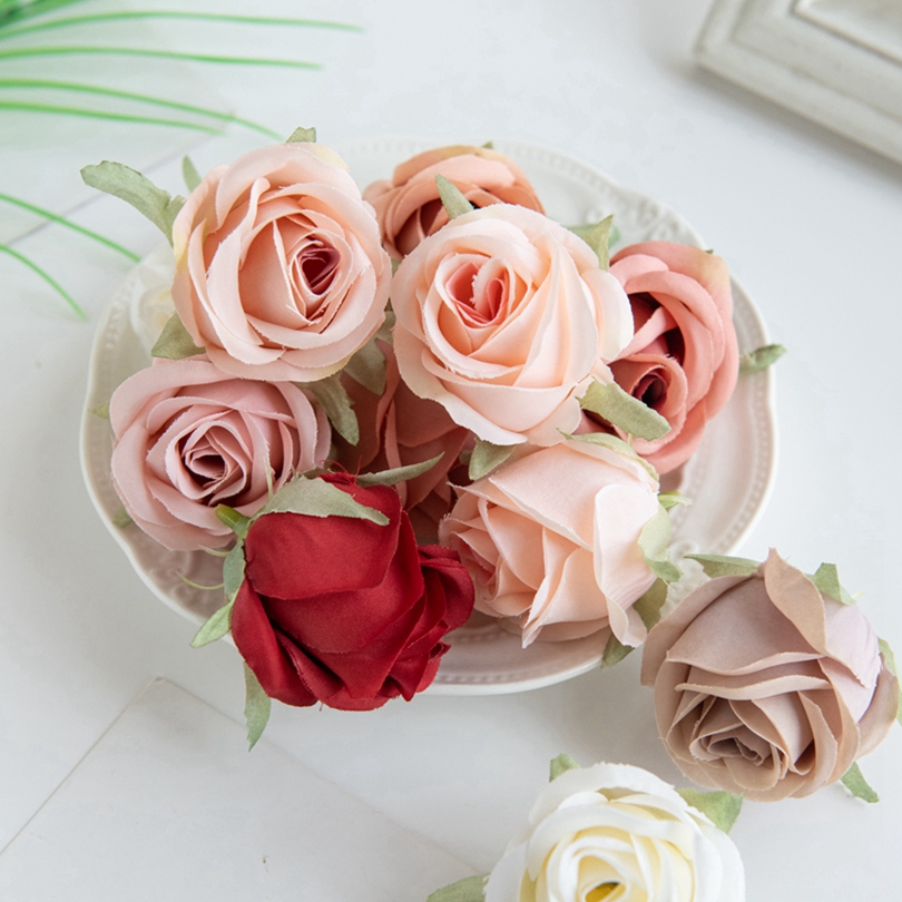 Günstige Rosenkopf-Kunstblumen aus Seide für Zuhause, Hochzeit, Bogen, Bastelbedarf, Dekoration, DIY, Weihnachtskranz, Zubehör, Sammelalbum: L / MULTI
