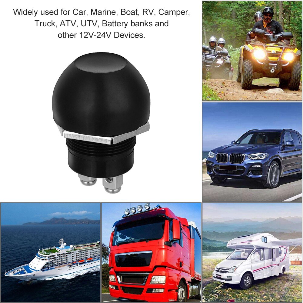 Waterproof Switches Momentary Push Button Switches OFF ON Reset Push Button Switch Black for Car Boat (12~24V/10A)