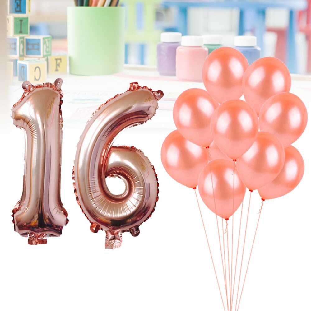 Party Ballonnen Set 32Inch Nummer 18 Aluminium Folie Metallic Mylar Ballon 12Inch Latex Ballonnen Decoratie