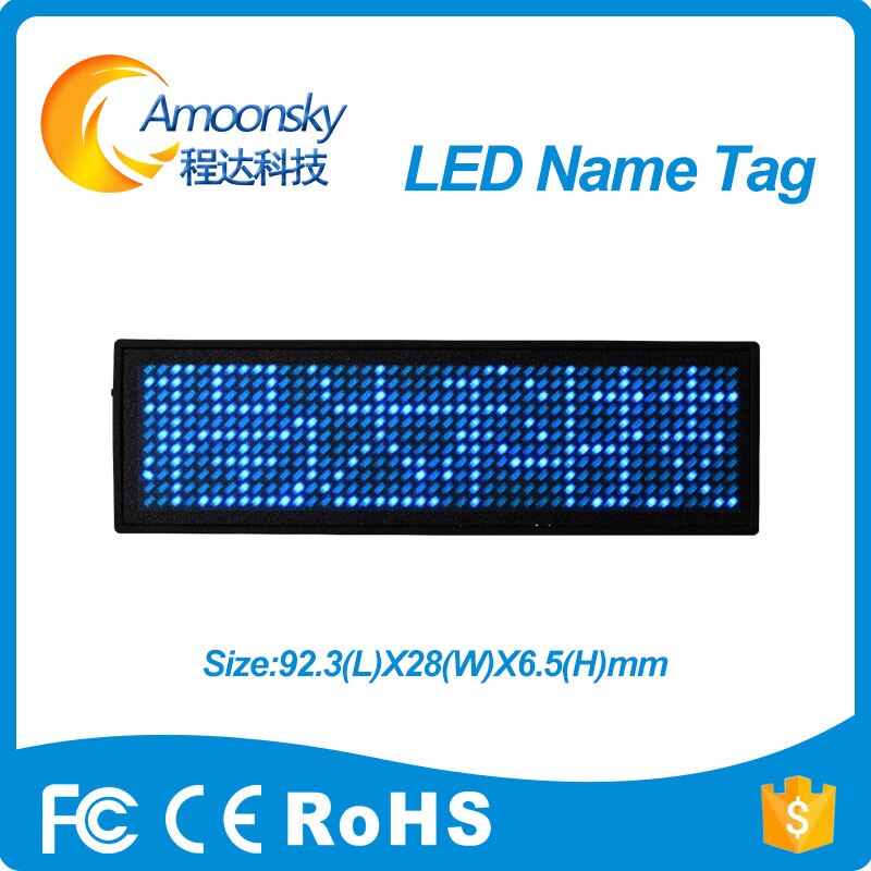 HD-NT44 11*44 dot red green blue programable led name tag