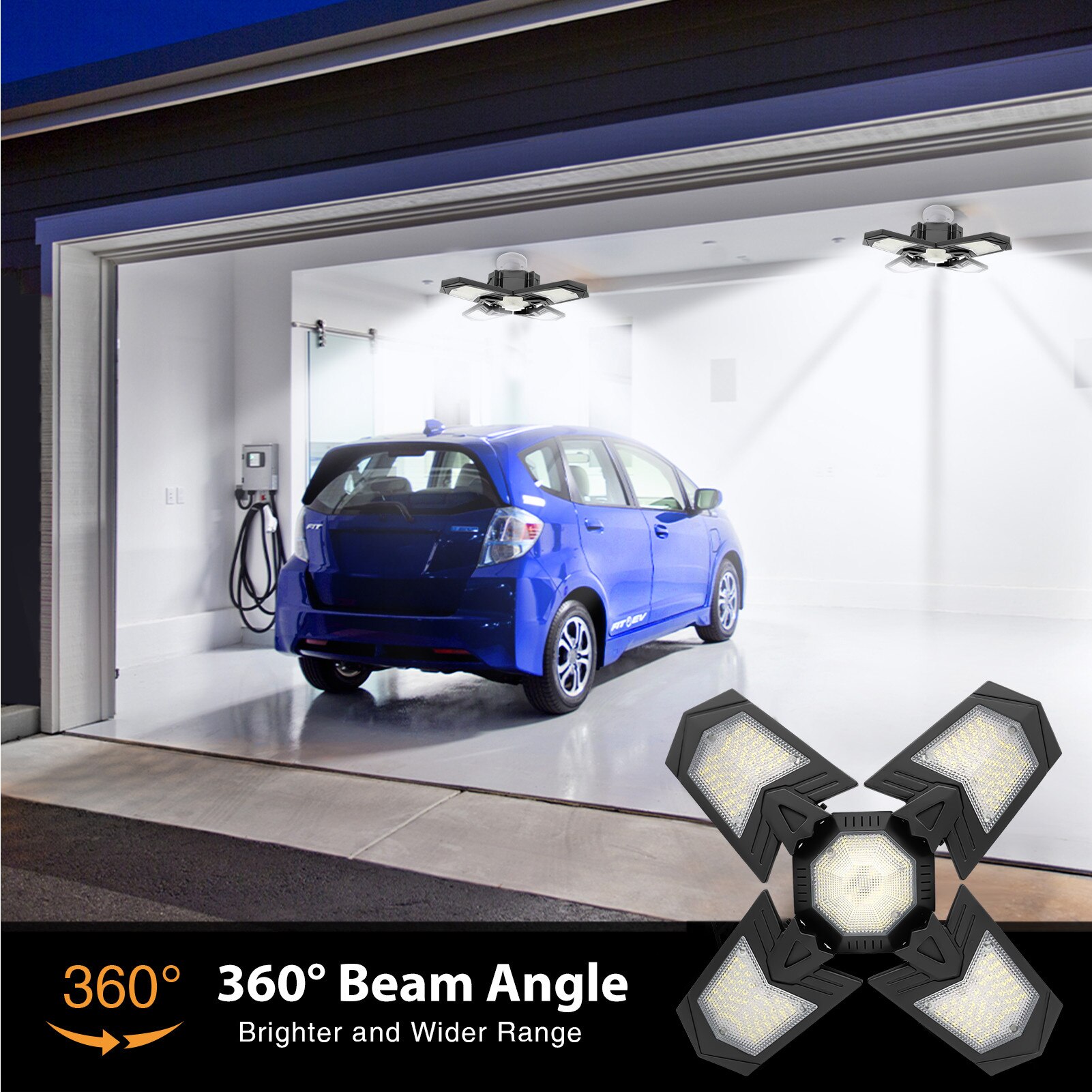 E26/E27 LED Garage Light Folding 85-265V 120W 12000LM Cool White For Workshops Warehouse Stadiums Parking Lot Exhibition Hall