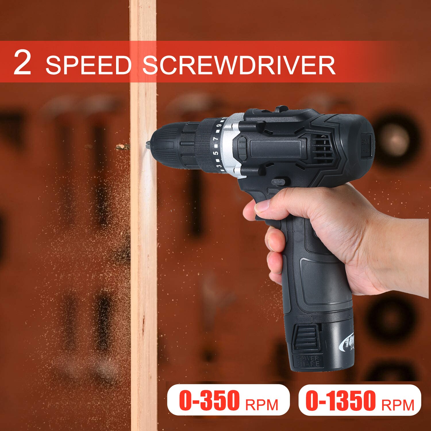 18V 2 Speed Cordless Electric Screwdriver Cordless Drill Machine Battery Power Tools Fast Charger 15+1 Clutch Max 50Nm Torque