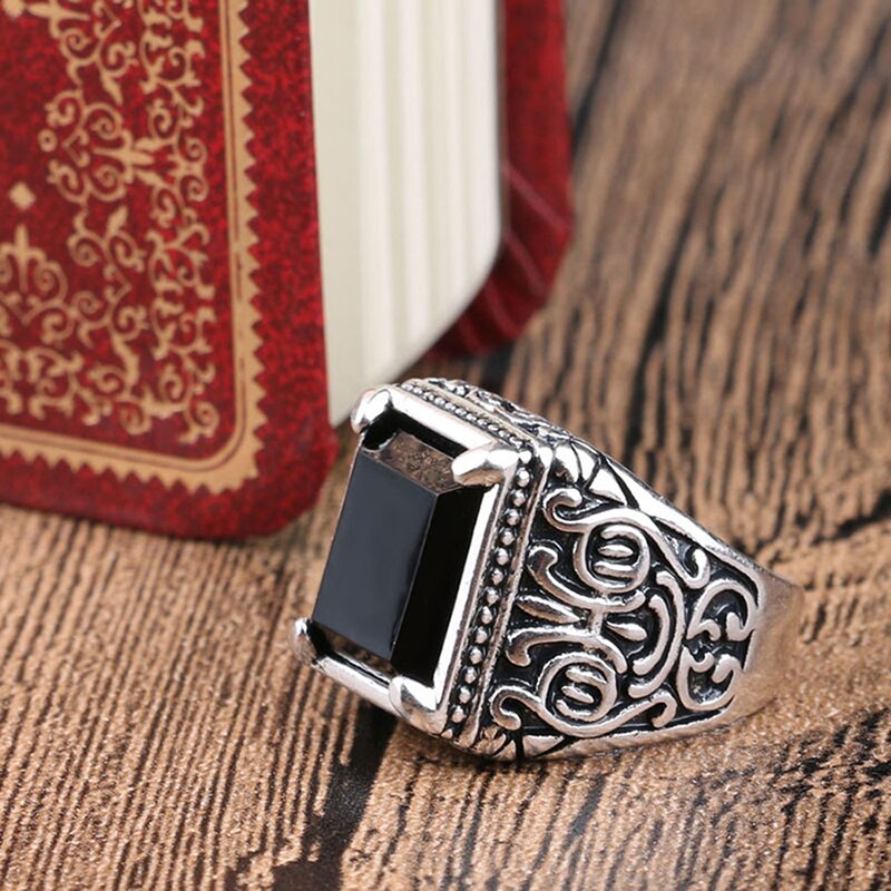 Neue Mens Alte Gold verrotten Chinesischen Wind Totem männer der Ring Persönlichkeit Trend retro Ring Größe 7 8 9 10 11 ringe Schmuck: 9 / Antiquität Schwarz