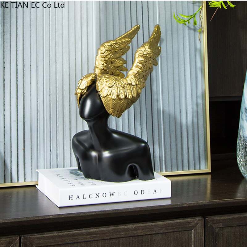 Abstract Human Body Sculpture Decoration Black Gold Resin Bust Human Body Statue Figurines Room Crafts Home Decoration