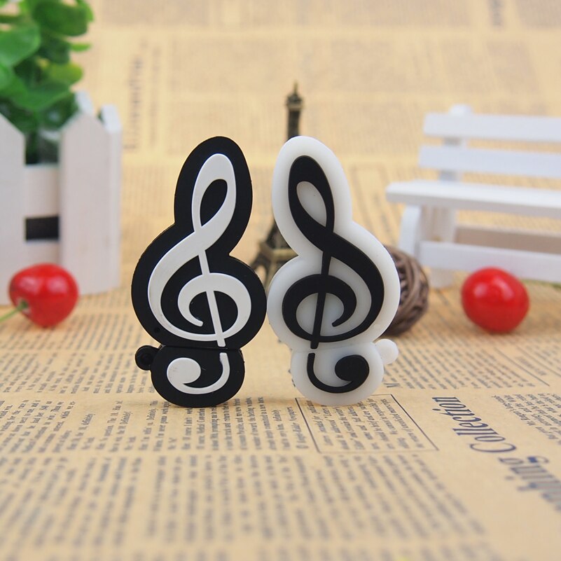 Cartoon muzieknoot usb-stick siliconen flash drsk 64gb pendrive 32gb 128mb cle usb-stick 2.0 voor kinderen