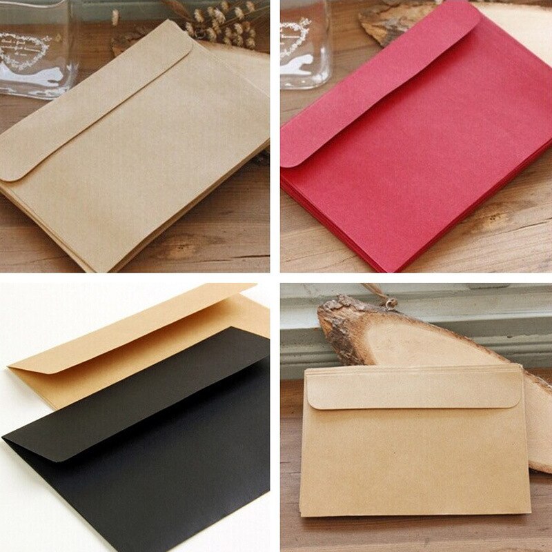 20Pcs Solid Color Envelopes Postcard Package Kraft Paper Bag Brief Style For Wedding Invitations Letters Greeting Cards Valentin