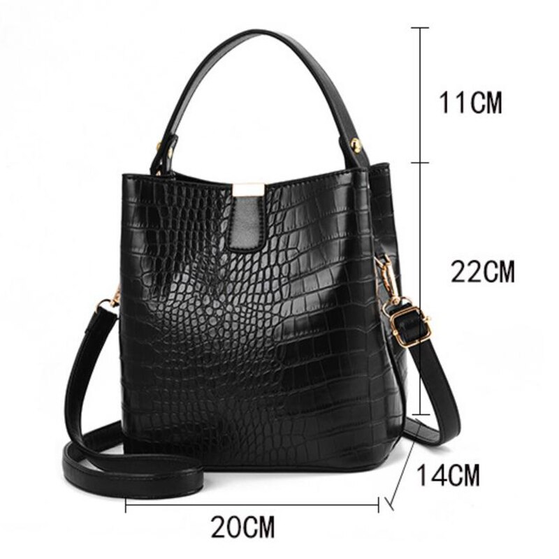 Retro Alligator Emmer Tassen Vrouwen Krokodil Patroon Handtas Capaciteit Casual Krokodil Schouder Messenger Bags Dames Pu Portemonnee