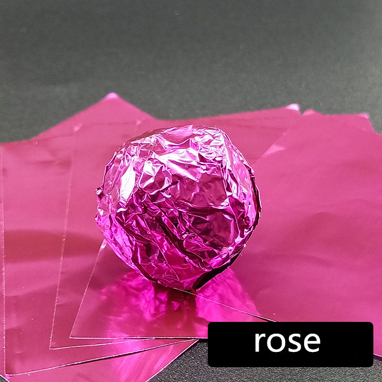 100 piezas de papel de aluminio dorado para envolver dulces, galletas, Chocolate, papel de hojalata para fiestas, papel artesanal de embalaje de con relieve de Metal, 8x8cm: rose