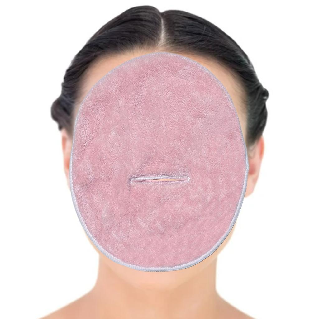 Facial Towel Mask Hydrating Rejuvenation Coral Fleece Beauty Salon Face Mask for Women Girls Sister - Single Hole Pink