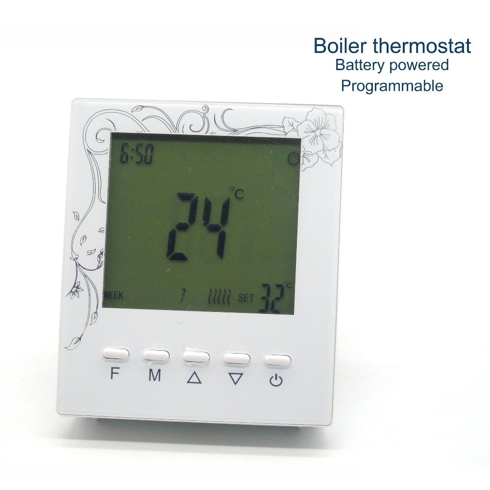 Battery powered Digital programmable gas boiler thermostat controller with Warm system