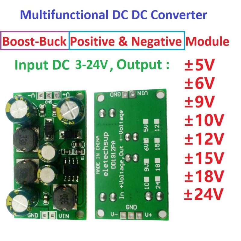 DD1912PA 2in1 Boost-Buck DC-DC Converter Multifunctionele +-5V Step-Up Step-Down Dual Voltage regulator Module