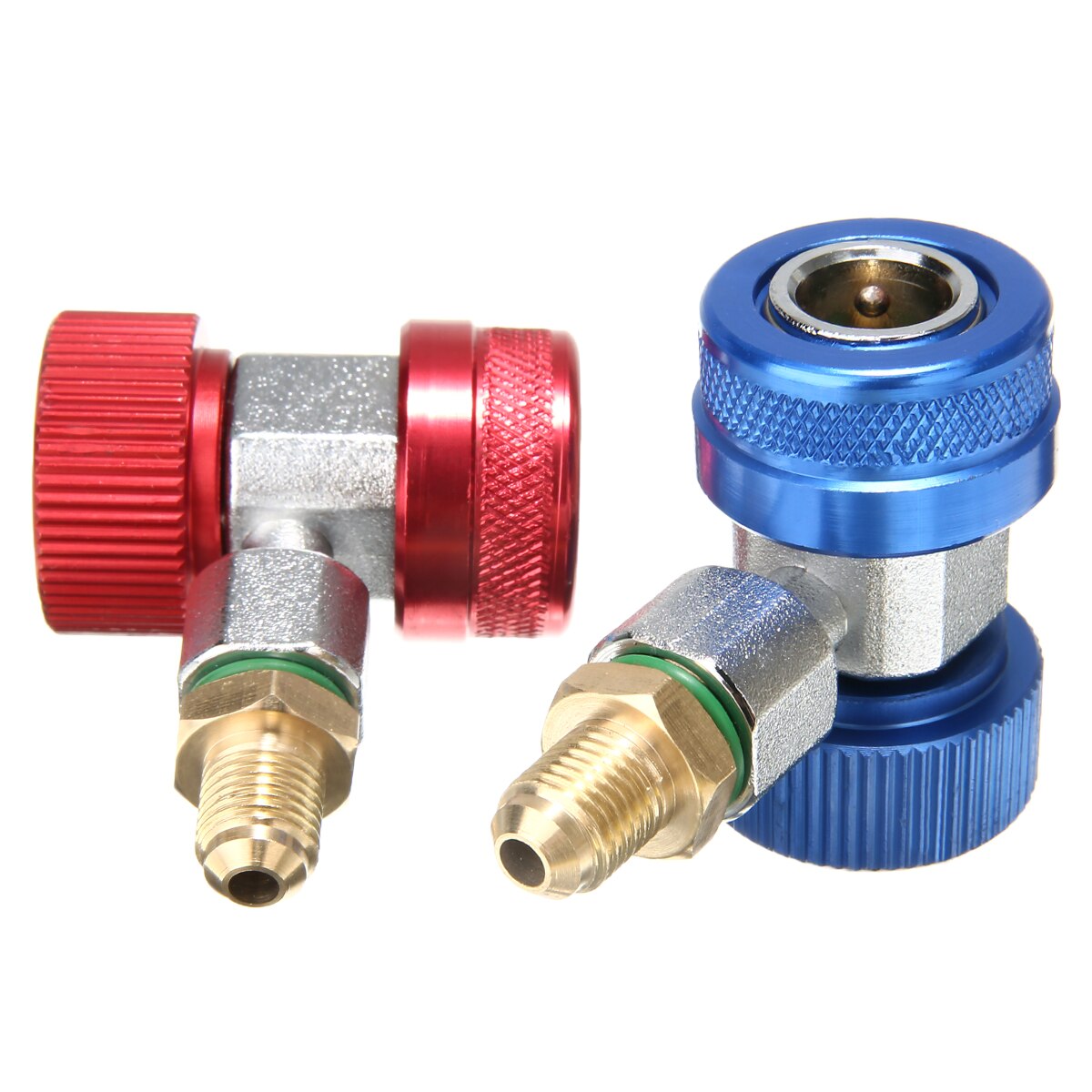 Adjustable AC Manifold Gauge Set 2pcs R134A H/L Auto Car Quick Coupler Connector Brass Adapters Air Conditioning Refrigerant