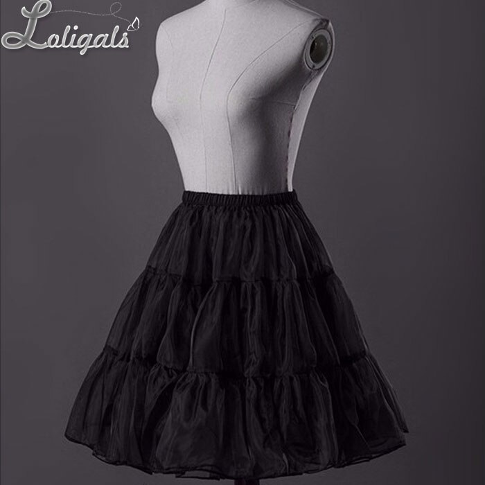 Daily Casual Midi Organza Petticoat Sweet Short Skirt by Classical Puppets: black