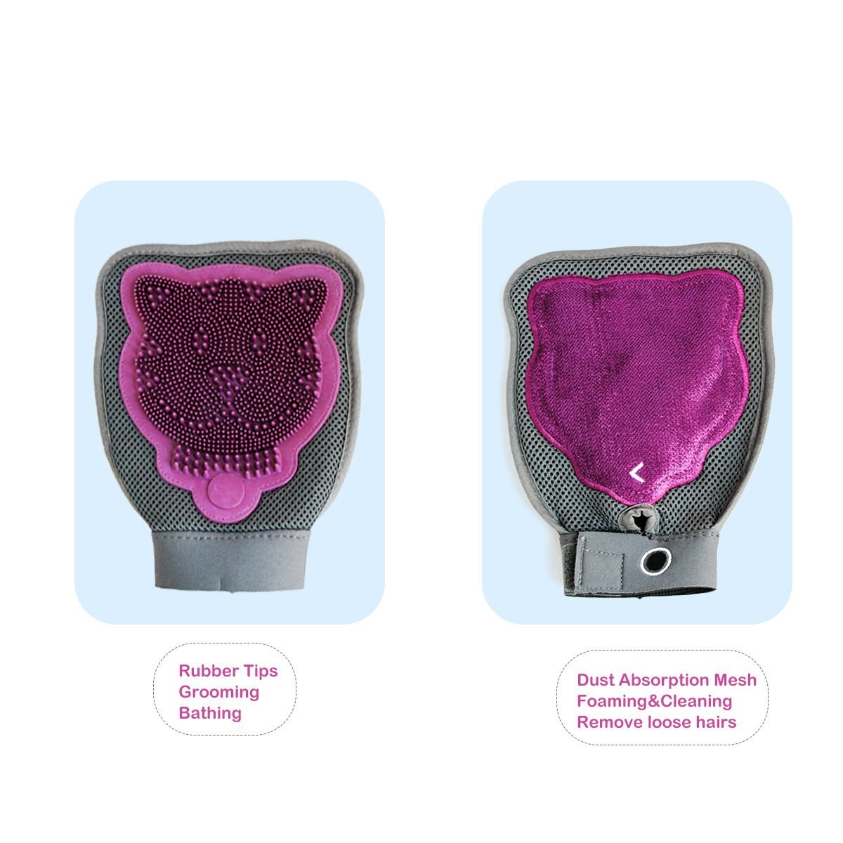 Pet Grooming Ontharing Handschoenen 2-In-1, huisdier Massage En Bad Borstel Voor Langharige Huisdier Ontharing Gereedschap: Plum