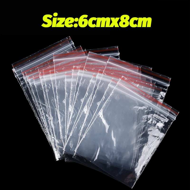 Tykkere gjennomsiktig selvforseglende pose smykker skopakking plast oppbevaringsposer gjenlukkbare glidelåser forseglingspose tykkelse 0.05mm: M / Svart