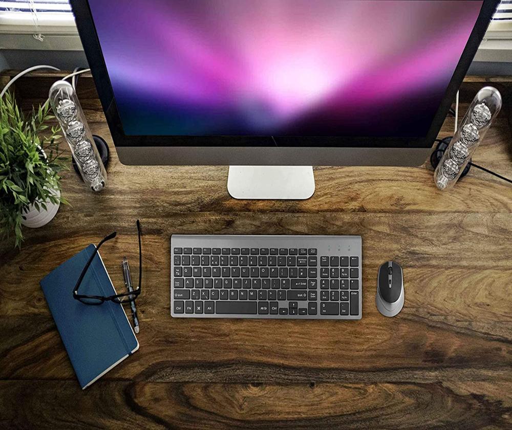 Wireless Keyboard and Mouse，QWERTY UK layout Full-size 2400 DPI，with Numeric Keypad and Ergonomic Quiet mouse for Windows,Black