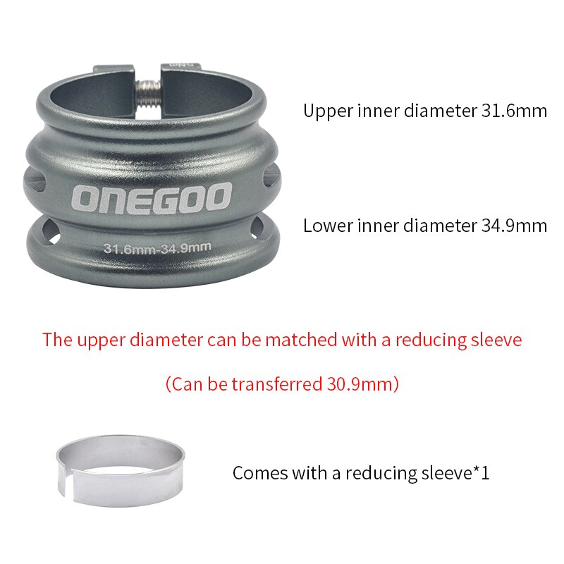 ONEGOO – collier de serrage de tige de selle de vélo en Fiber de carbone, Double couche réglable, en alliage d&#39;aluminium, 31.8/34.9mm, pour vtt: Gray 31.6-34.9mm