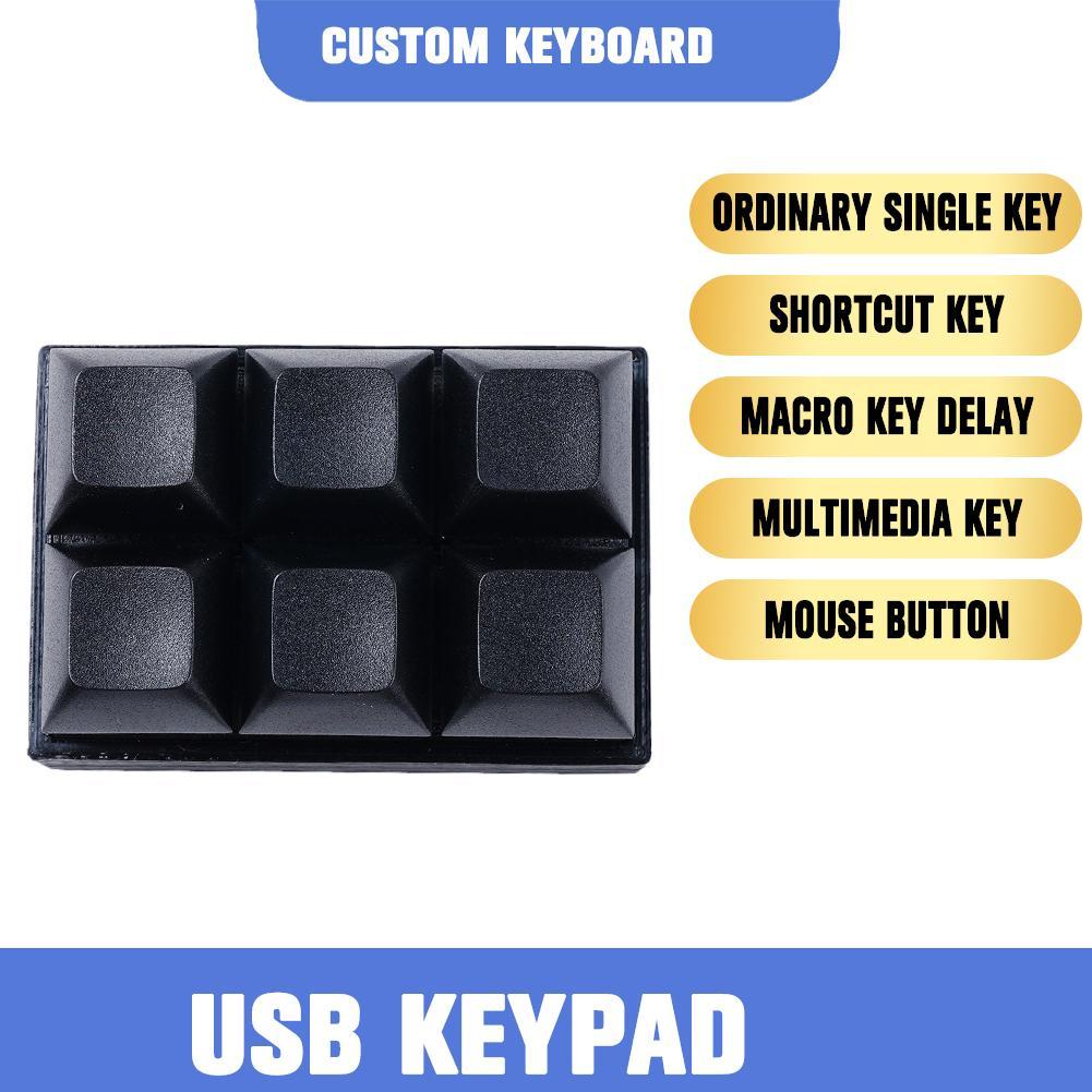 6 Keys Keyboard USB Custom Programmable Macro Keypad One-key Shortcut Keys Mini Mechanical Keyboard Blue Switch