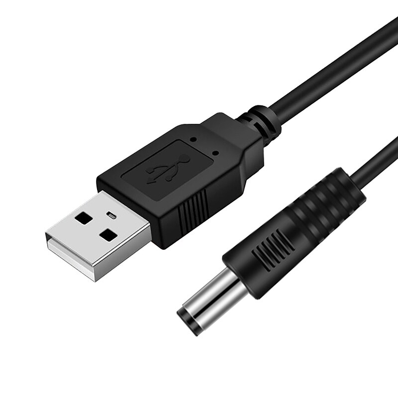 1M USB Port To 2.1mm - 5.5mm 5V DC Barrel Jack Power Cable Connector Black For LED / electronic goods