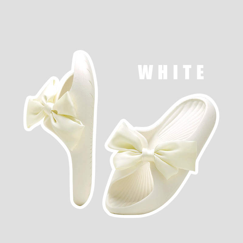 Summer Women's Slippers Pink Cute Bow Sandals EVA Non-slip Breath Home Ladies Slides Lightweight Soft Outdoor Sandals Girls JK: WHITE / 38-39