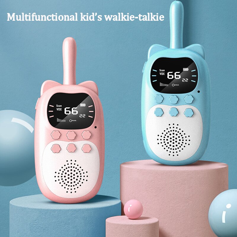 Walkie Talkie Voor Kinderen Handheld Draadloze 3Km Bereik Usb Oplaadbare Outdoor Kinderen Speelgoed Beste Cadeau Voor Kinderen 2 Stuks: pink and blue