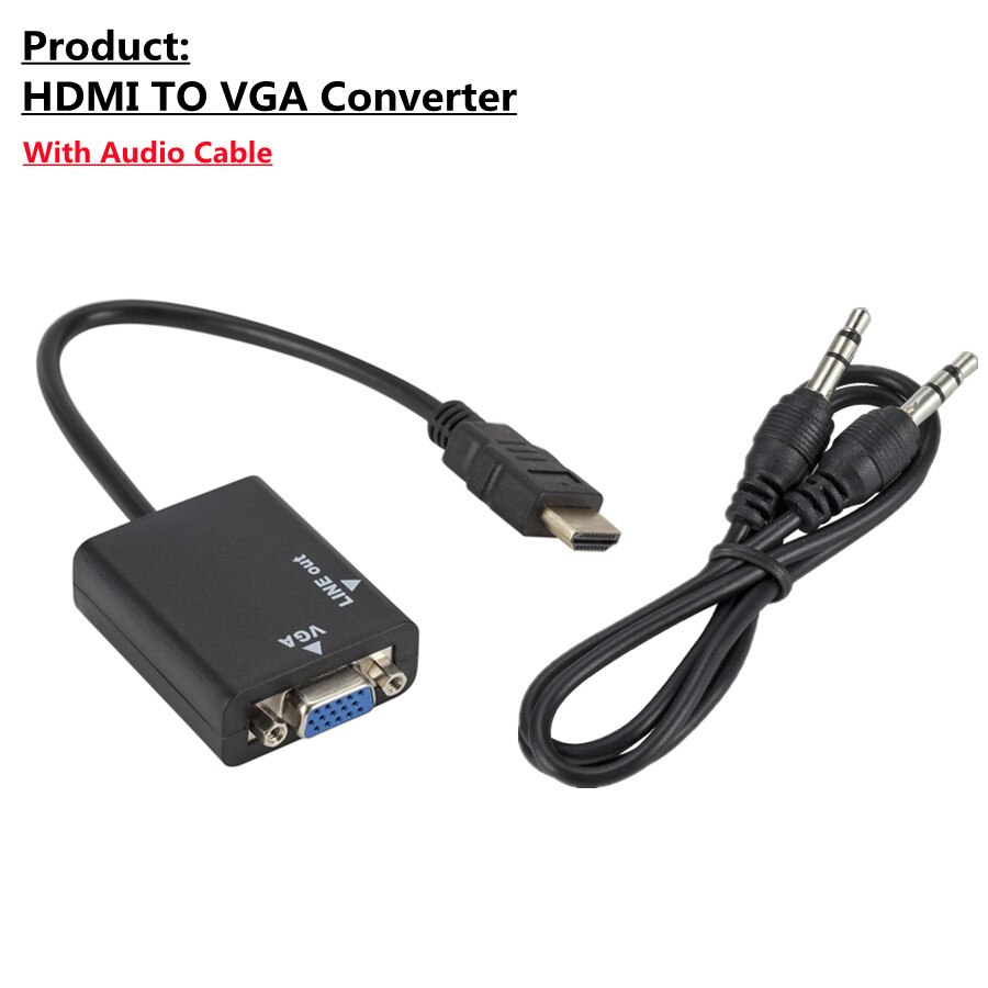 HDMI to VGA Adapter Cable Male To Female HDMI TO VGA Converter Adapter 1080P Digital to Analog Video Audio For Tablet: Default Title
