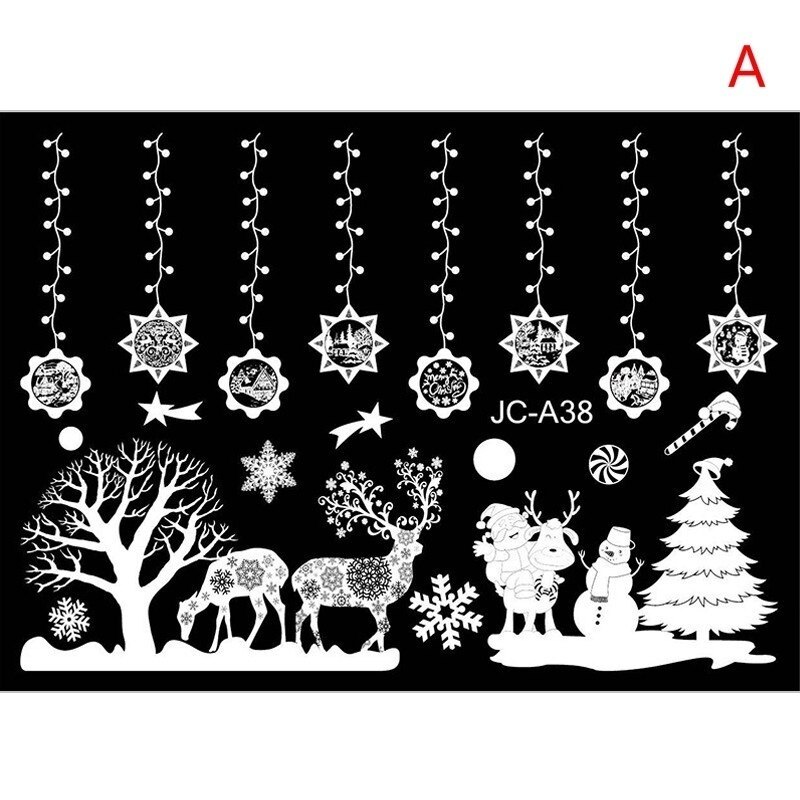 Autocollants de noël pour fenêtres, 53*37.2cm décorations murales en pvc, décoration d'intérieur pour l'année, autocollants pour vitres