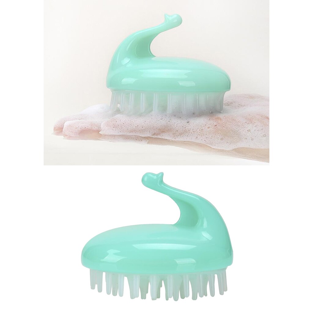 Baby Kids Manual Shampoo Brush Scalp Massage Brush Soft Silicone Exfoliate for Wife: Green