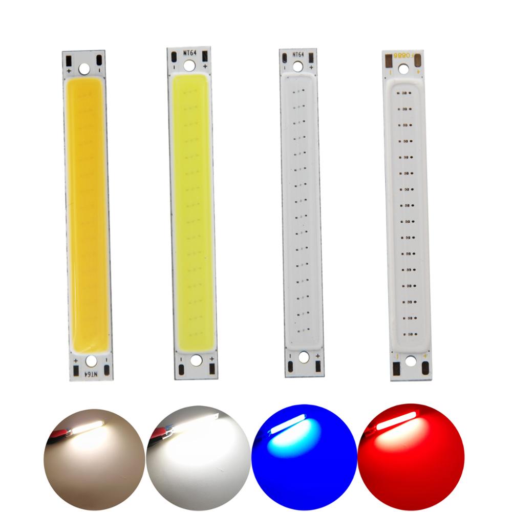 [ALLCOB] 3V 3,7 V DC 60x8mm tira LED COB 1W 3W blanco frío cálido azul rojo COB fuente de luz LED para lámpara de trabajo de bicicleta DIY