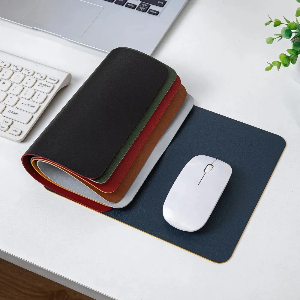 Simple Solid Color PU Leather Mouse Mat Anti-slip Waterproof 23*19cm Mouse Pad School Supplies Office Accessories Desk Set