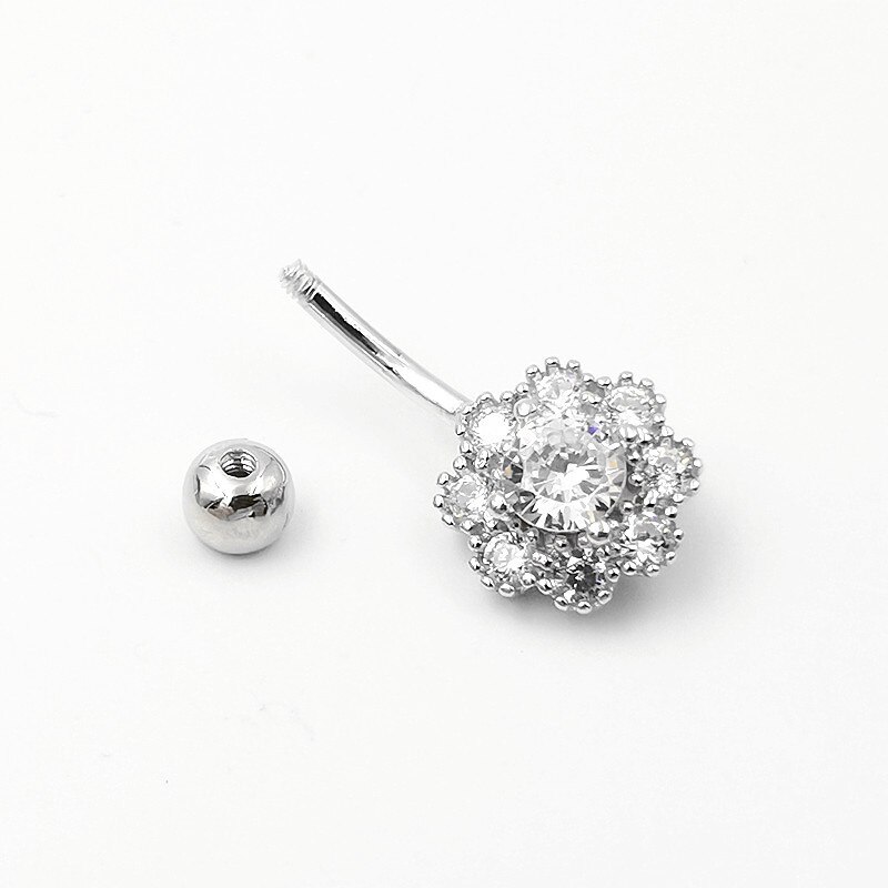 HelloLook argento Sterling 925 squisito Body Piercing gioielli zircone fiore ombelico anelli fascino donna accessorio