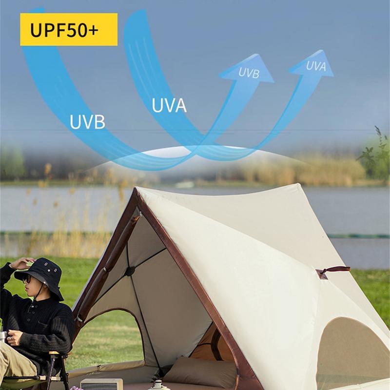 Tienda de campaña portátil Triangular, refugio solar abierto automático con estacas de tierra, parasol de fácil configuración con puertas delanteras y traseras para pescar
