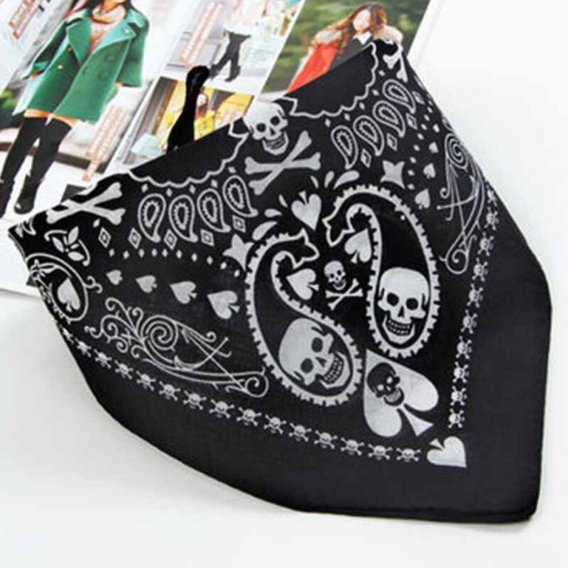 Huation Skull Bandana Gothic Hoofddeksels Haarband Sjaal Accessoires Bandana Mannen Headtie Hals E6A7