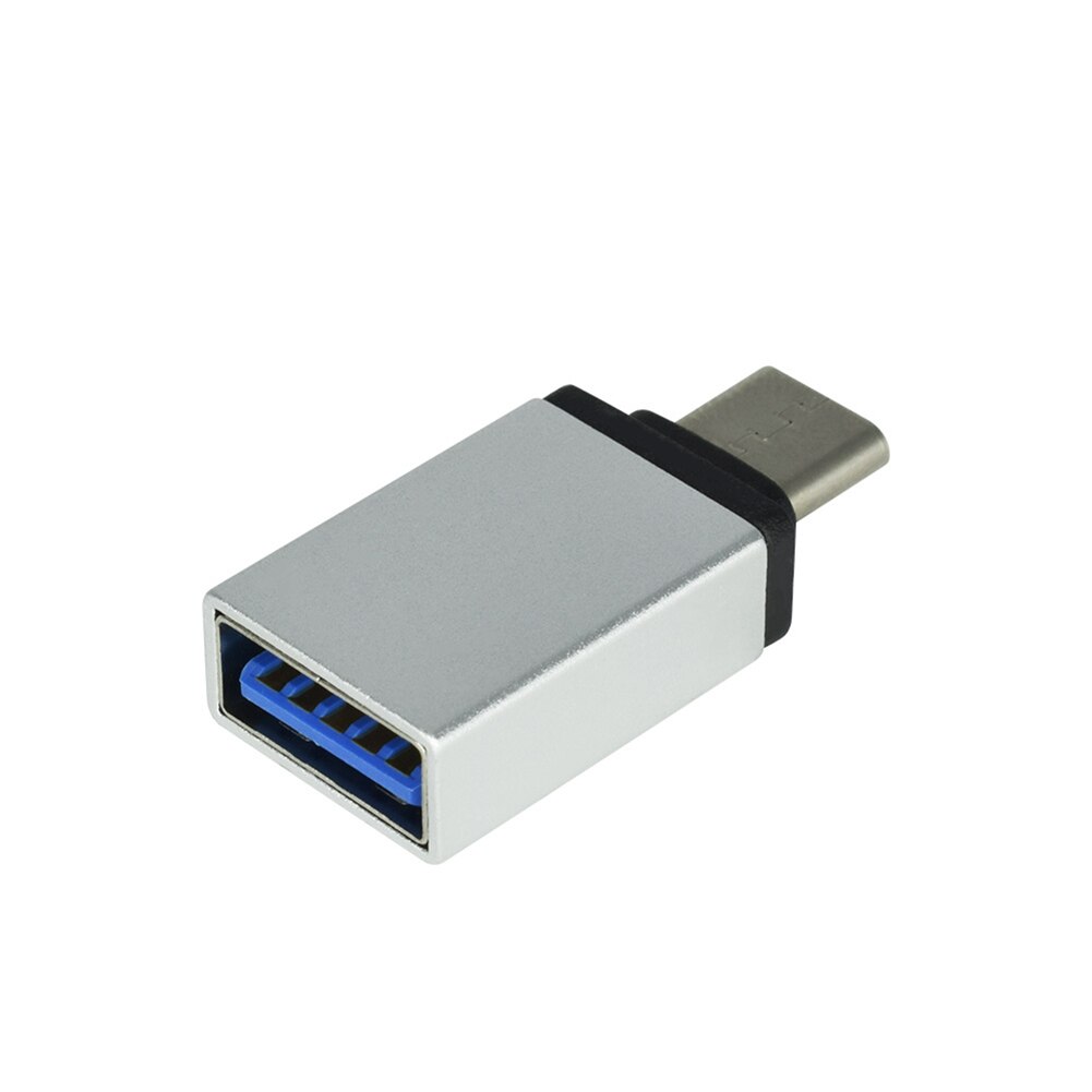 Adaptador OTG tipo C Mini convertidor portátil de aleación de aluminio tipo C macho a USB 3,0 hembra para teléfono Android disco USB: Silver