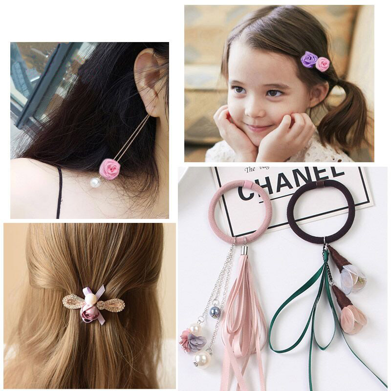 Lucia rzemieślnictwo 50-144 sztuk/worek 10mm satynowa kwiat głowy dziewczyny robić kokardki robić włosów nakrycia głowy robić ubrania DIY rękodzieło B0103