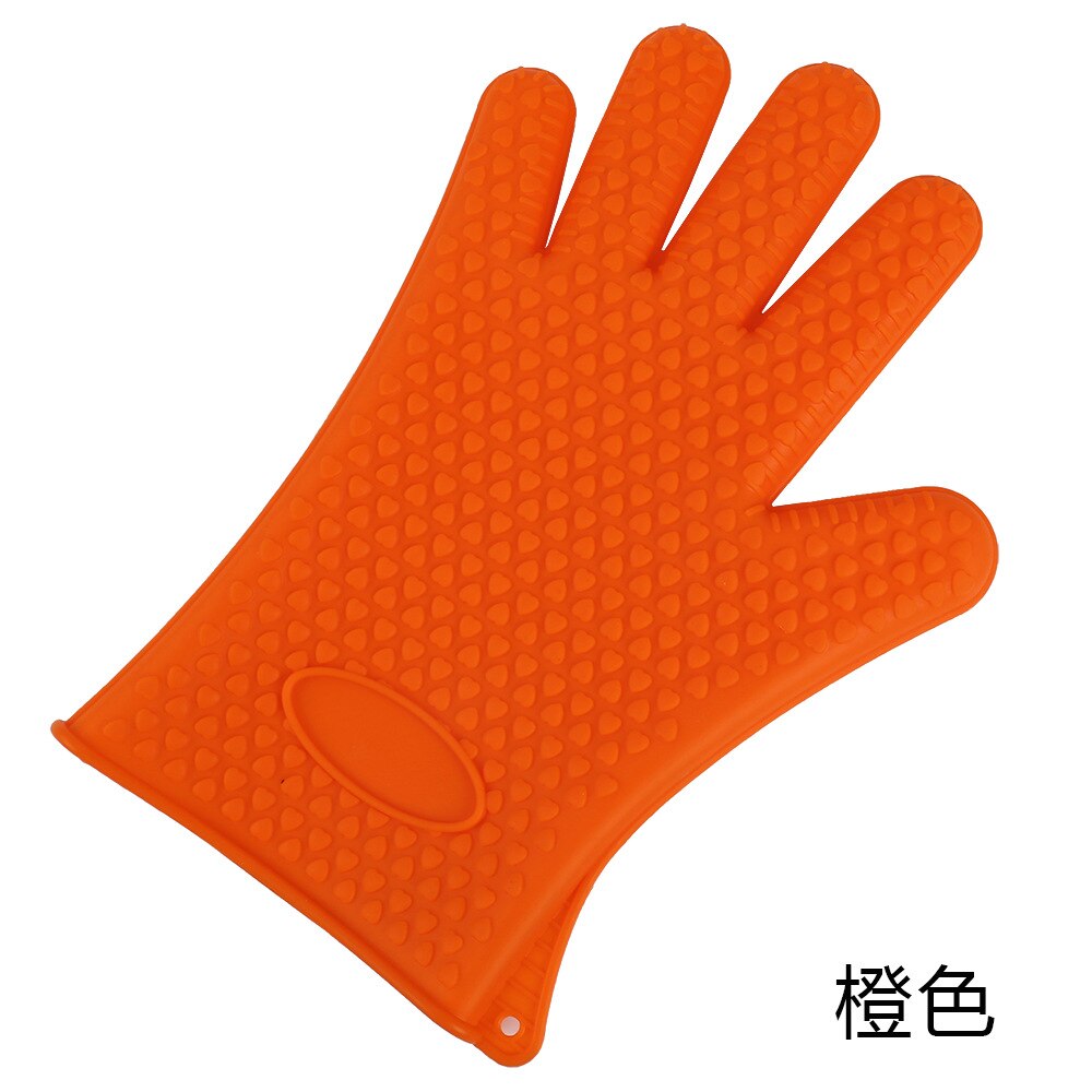 1 para Silikon Handschuhe mikrowelle 5 Finger-handschuh Ofenhandschuh Hitzebeständig Grill Bohrer Fausthandschuh Handschuh Küche BBQ Backen werkzeug: Orange