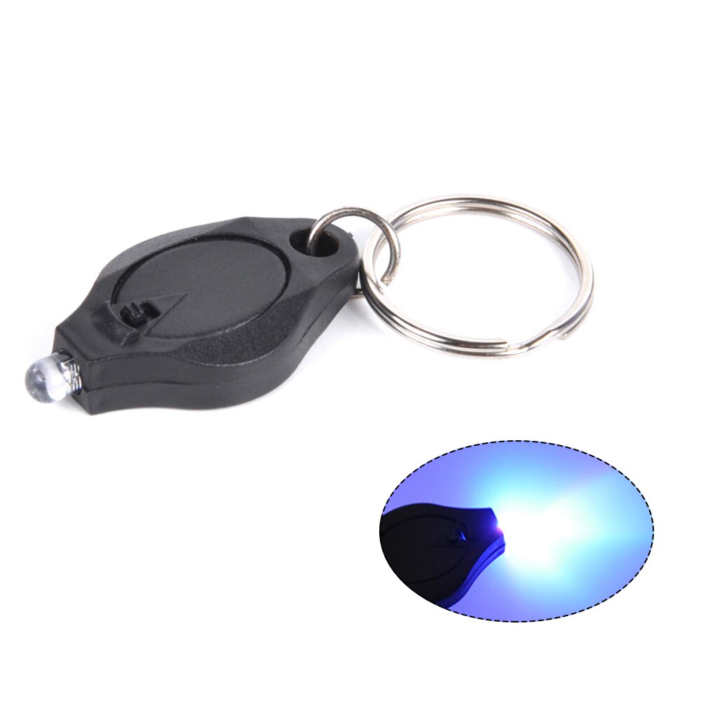 Mini llavero LED linterna Ultra brillante LED llavero pequeña llave portátil R-ing linterna de luz UV con gancho 5 carcasa de piezas al azar