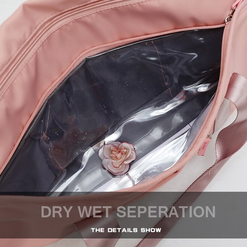 Pink Gym Bag Women Wet Dry Clothes Duffle Bag Crossbody Fitness Travel Sports Gym Yoga Bags with Shoes Compartment
