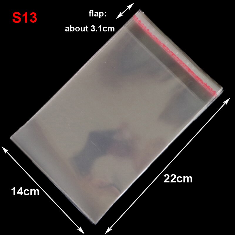 50pcs Resealable Plastic Transparent Bags Clear Cellophane Self-adhesive Plastic Opp Bag Packing Storage Poly Bag: 50pcs 14x22cm