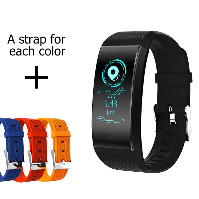 Smart fitness armband  ip68 puls fitness tracker stegräknare 0.96 '' skärm sport smart band klocka män kvinnor för android ios: Lägg till 3 remmar