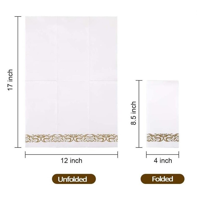 25 Stuks Wegwerp Servetten Handdoeken Rose Goud Zilver Decoratieve Badkamer Folie Papier Voor Etentje Bruiloft Verjaardagslevering