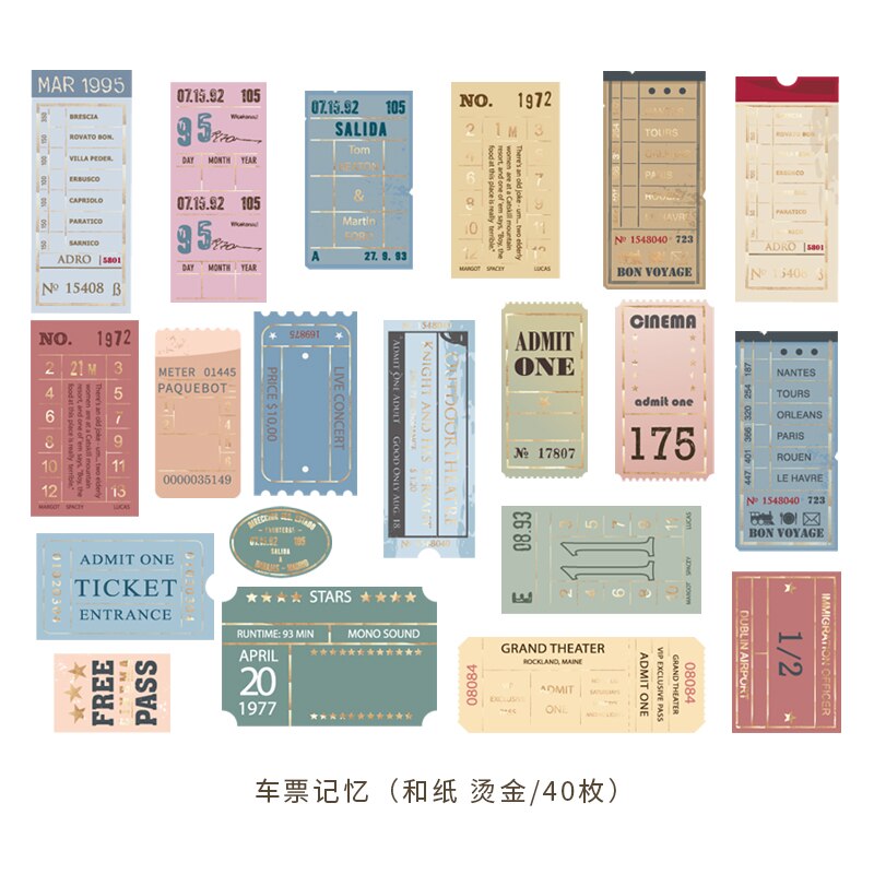 40 stamping old-fashioned nostalgic stamps travel plant stickers junk diary accessories stationery stickers: A