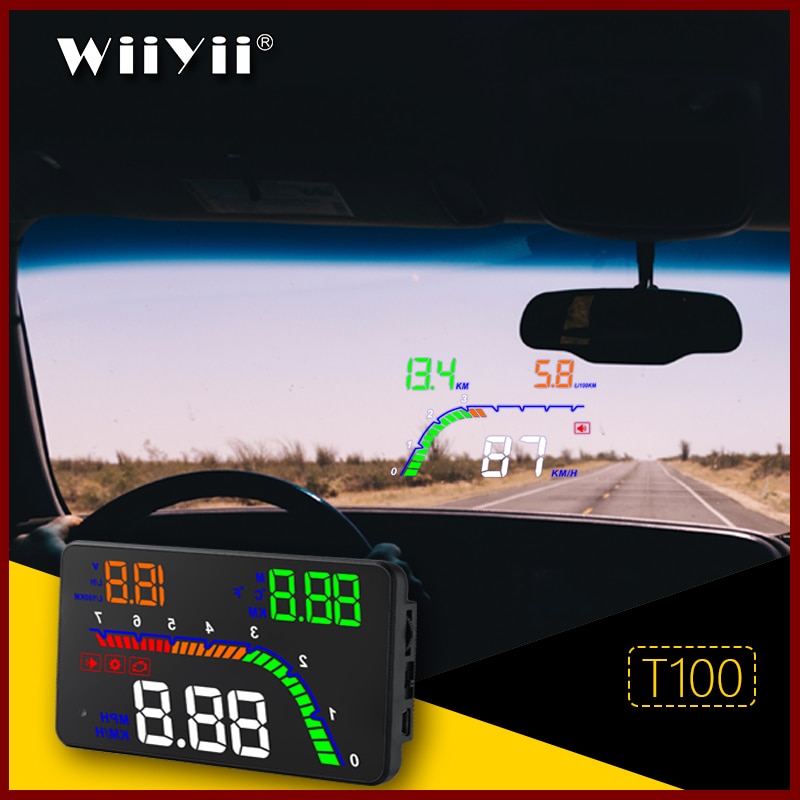 WiiYii T100 OBD2 car hud head up head up display temperature gauge obd Overspeed Warning System Projector Windshield
